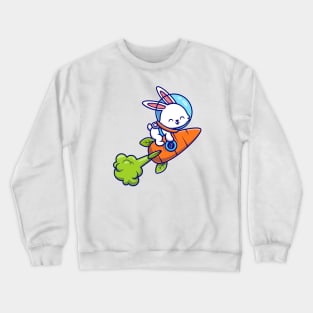 Cute Rabbit Astronaut Flying With Carrot Rocket Crewneck Sweatshirt